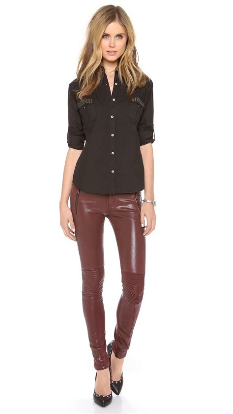 Hudson Jeans Moto Super Skinny Jeans In Red Lyst