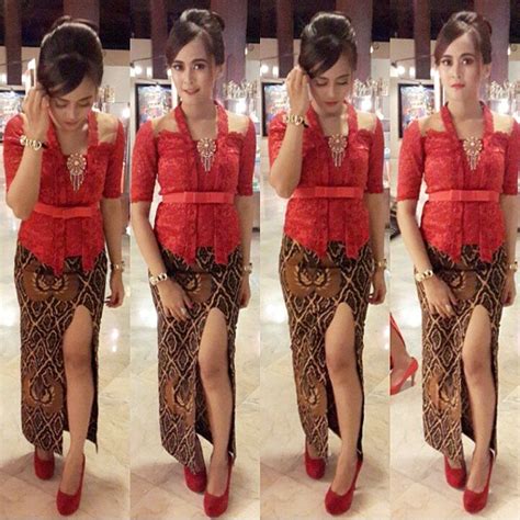 Kebaya Modern Batik Merah Inspirasi Kebaya Indonesia