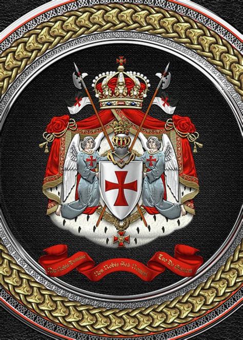 knights templar coat of arms special edition over black leather greeting card for sale by