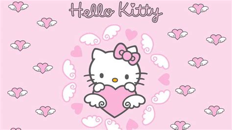 Download Pink Hello Kitty Heart With Wings Wallpaper | Wallpapers.com