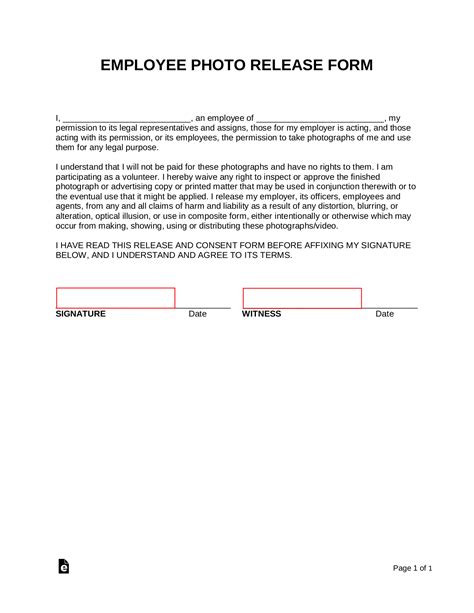 Free Employee Photo Release Form - Word | PDF | eForms