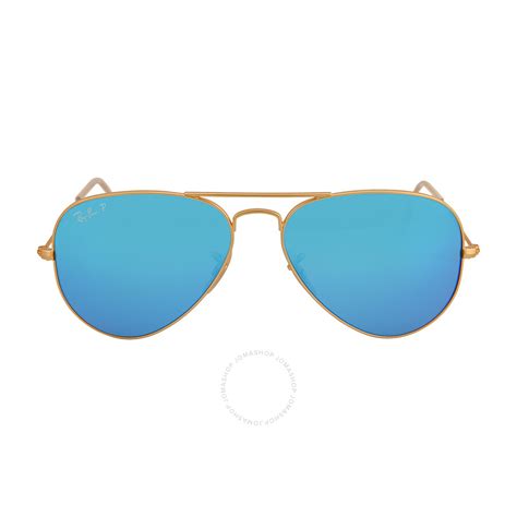 ray ban aviator gold metal frame blue mirror polarized crystal lens 55mm men s sunglasses rb3025
