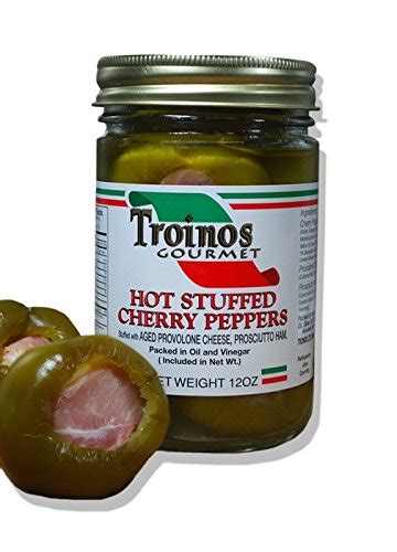 Troinos Gourmet Hot Stuffed Cherry Peppers With Prosciutto Provolone 12