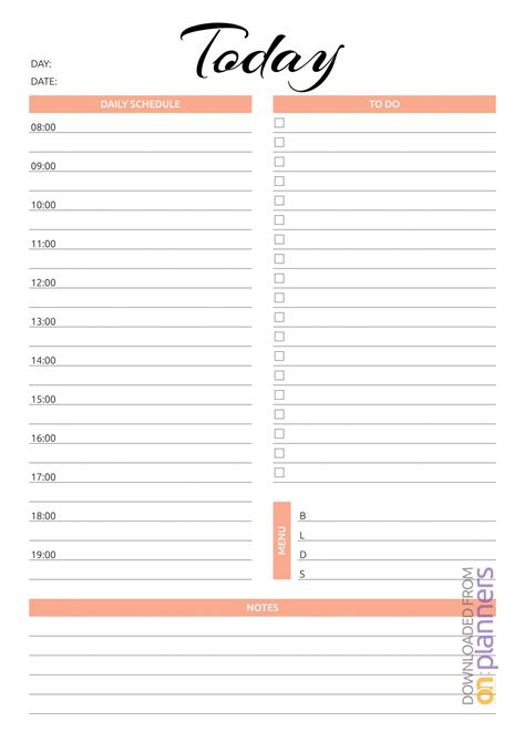 Printable Half Hour Day Planner
