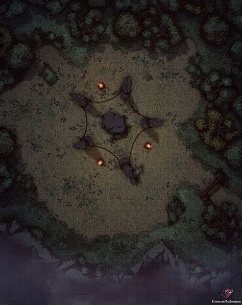 Forest Ritual Site Battle Map 23x29 Dungeonsanddragons