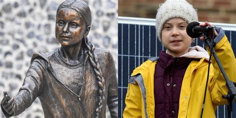 bronze statue of greta thunberg unveiled at winchester university uk