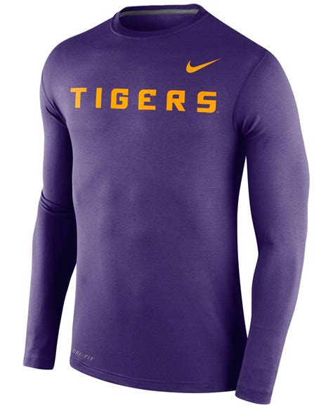 Nike Mens Long Sleeve Lsu Tigers Dri Fit T Shirt In Purple For Men Lyst