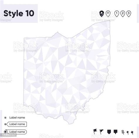 Ohio Usa White And Gray Low Poly Map Polygonal Map Outline Map Vector