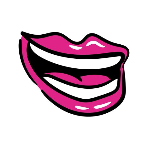 Sexi Mouth And Teeth With Tongue Pop Art Line And Fill Style Icon