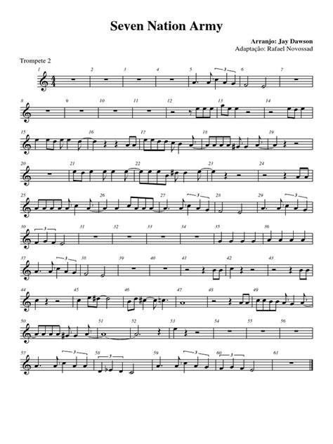 7 Nation Army Trumpet Sheet Music Army Military