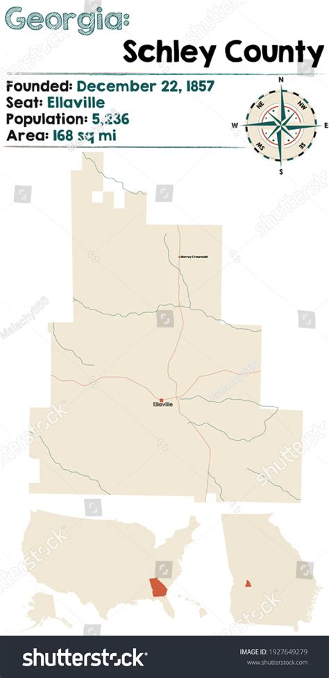Large And Detailed Map Of Schley County In Royalty Free Stock Vector