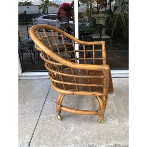 1970s Vintage Bamboo Swivel Chair Chairish