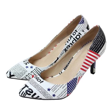 New 2017 Size 33 41 Sheepskin Sheepskin American Flag Sexy High Heels Women Pumps Ladies Shoes