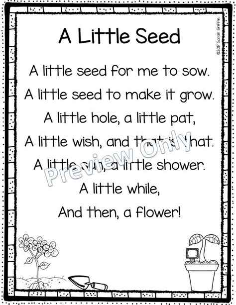 A Little Seed Printable Flower Poem For Kids Spring Poems For Kids