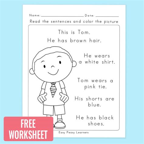 Free Read And Color Reading Comprehension Worksheet Preschool Reading