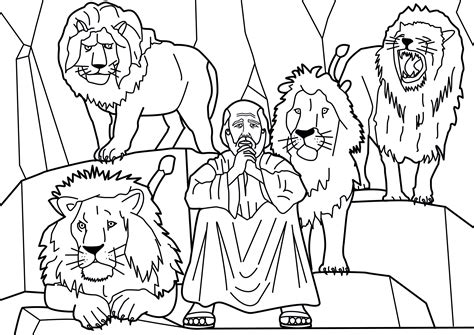 Image Coloring Daniel In The Lions Den صورة تلوين دانيال النبي في جب