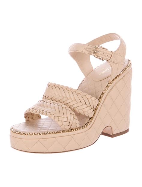 Chanel Spring 2015 Quilted Leather Platform Sandals Shoes Cha108437