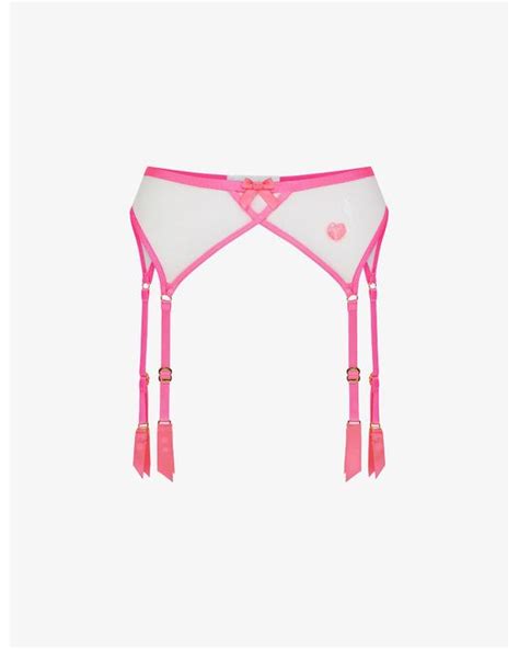 Agent Provocateur Synthetic Donnie Cherry Embroidered Mesh Suspender