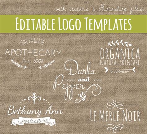 Premade Logo Design Templates Editable Logo Designs Feminine Vintage