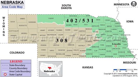 Map Of Nebraska Area Codes