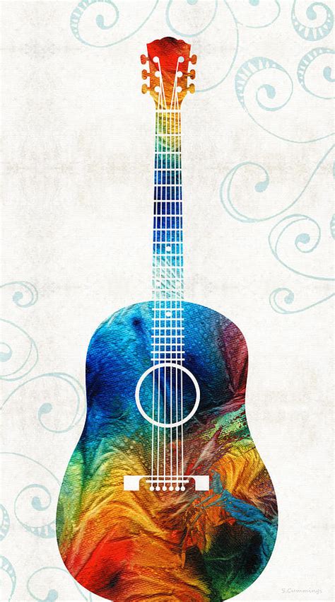 Colorful Guitar Art By Sharon Cummings Painting By Sharon Cummings