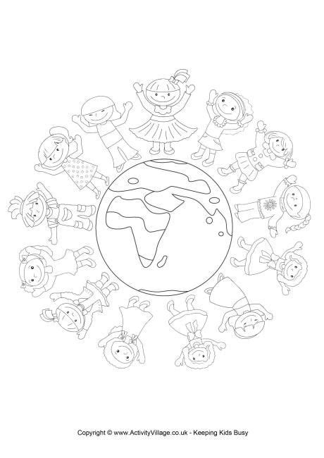 World Thinking Day Colouring Page 2 Rainbow Activities Girl Scout