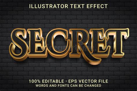 Secret 3d Editable Text Effect Stock Vector Illustration Of Editable