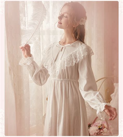 Vintage Nightgown Autumn Sleepwear Women Cotton Nightgowns