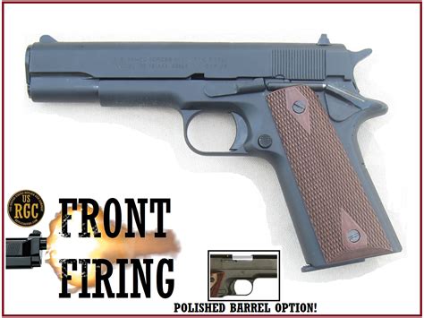 Front Fire 9mm Blank Gun Kimar 1911 Blued Wwalnut Dd Grips Polished