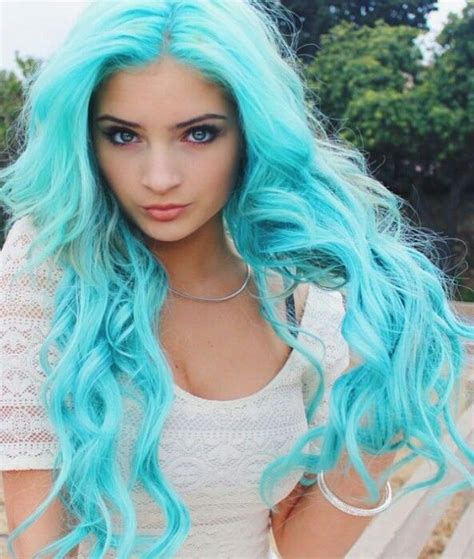Bright Turquoise Blue Pastel Dyed Hair Color Dyed Hair