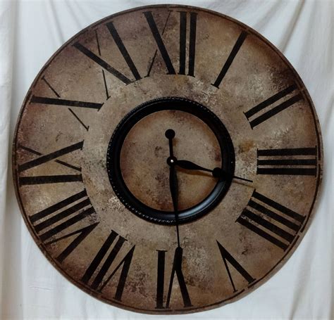 30 Inch Large Wall Clock With Roman Numerals Black Metal Etsy Large