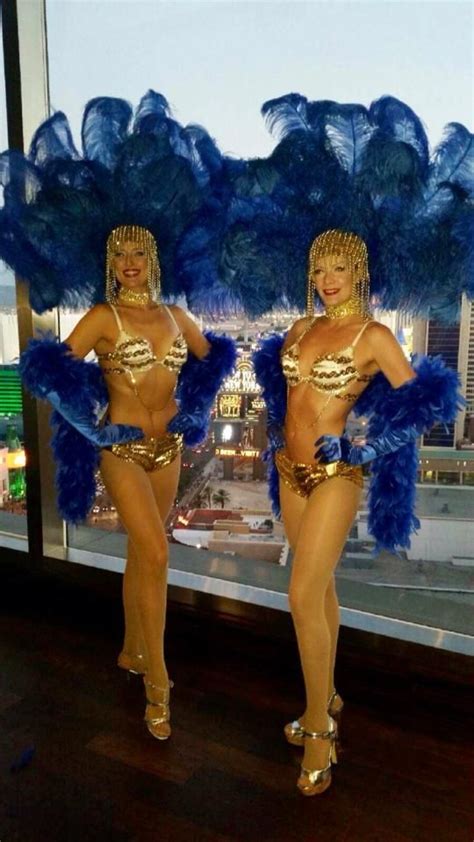 Glamorous In Royal Blue Gold Las Vegas Showgirls For Hire