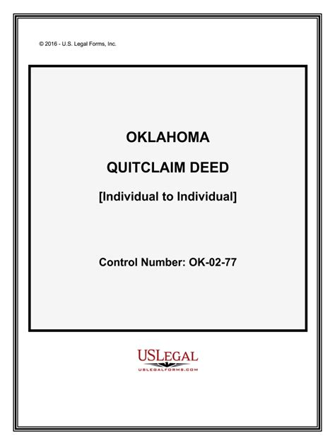 Quitclaim Deed Oklahoma Pdf Form Fill Out And Sign Printable Pdf