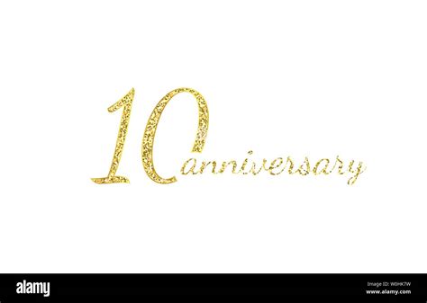 10 Anniversary Logo Concept 10th Years Birthday Icon Isolated Golden