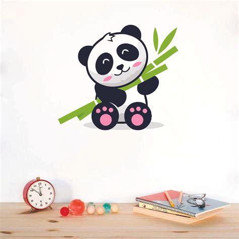 Baby Panda Bamboo Cute Adorable Zoo Animal Cartoon Character Wall Art