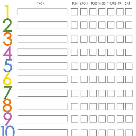 Free Printable Weekly Chore Charts Intended For Blank Chore Chart20503