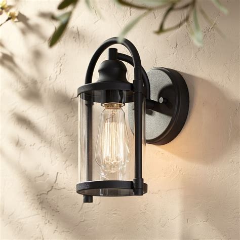 Anjull outdoor wall light outdoor light fixture modern porch lights black wall sconce outdoor exterior wall lamp for porch patio light e26 compatible with a19 smart led bulbs 48 99 48. John Timberland Modern Outdoor Wall Light Fixture Black 10 1/4" Cylindrical Glass for Exterior ...