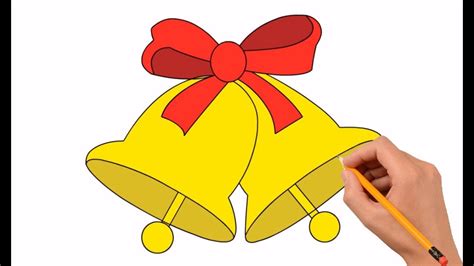 How To Draw A Christmas Bell With Bow Step By Step Easy Youtube