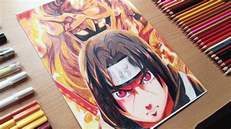 Drawing Itachi Uchiha With Color Pencils Susanoo Youtube