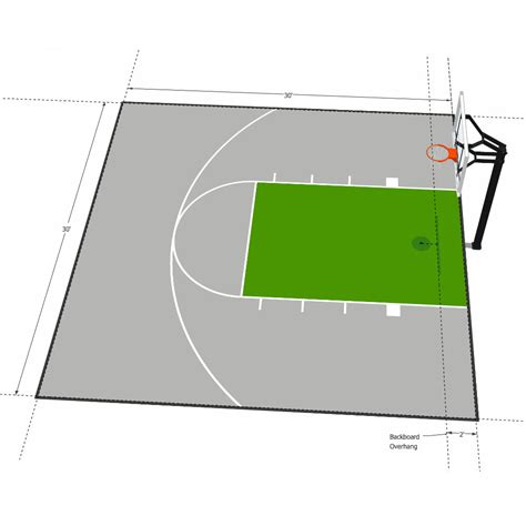 Basketball Half Court Dimensions Backyard Half Outdoor Courts