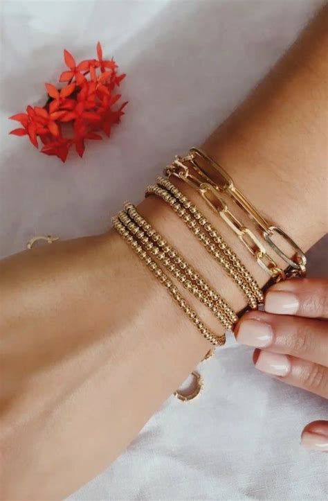 2mm Dainty Gold Stackable Beaded Bracelets Gold Bracelets Etsy Uk