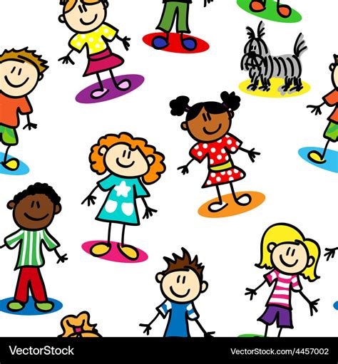 Seamless Stick Figure Kids Royalty Free Vector Image