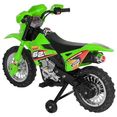 6v Electric Kids Ride On Motorcycle Dirt Bike W Training Wheels Green