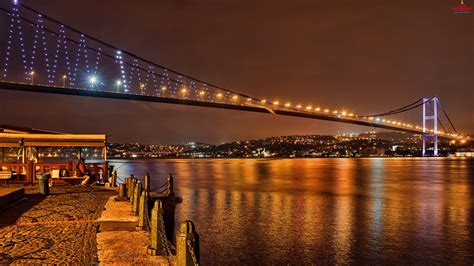 Turkey Istanbul Bosphorus Bridge Bridge Night City Lights