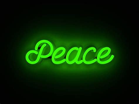 Peace Sculpture Neon Sculpture Dark Green Aesthetic Neon