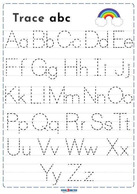 Kindergarten Alphabet Tracing Worksheets Pdf Printable Kindergarten