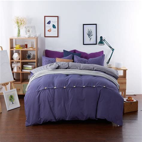 Wliarleo Simple Bedding Set With Button Solid Duvet Cover Comforter Bed