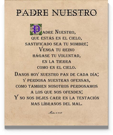 Buy Padre Nuestro The Lords Prayer Spanish Wall Decor 11x14