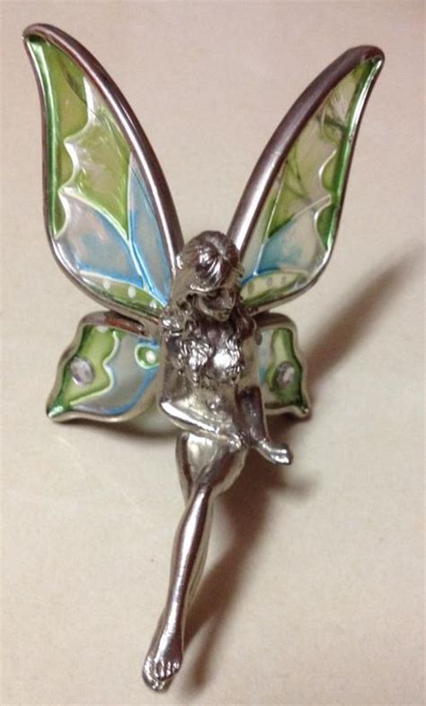 Ornaments Pewter Shelf Sitting And Kneeling Fairy Figurines Stained Glass Wings Was Sold For