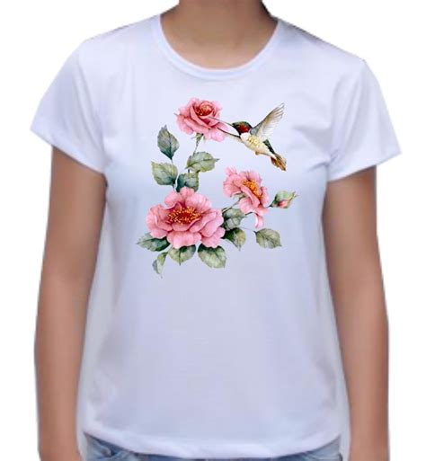 Camiseta Estampada Floresroupas Feminina Tradicional Roupas Feminina